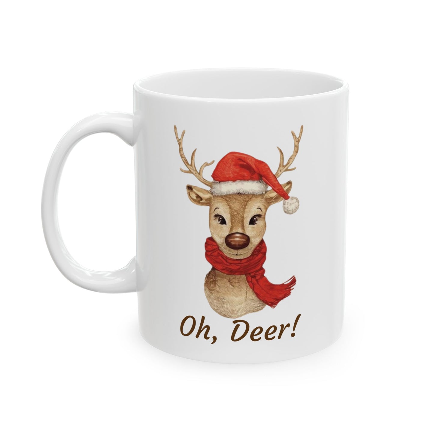 Festive Reindeer Ceramic Mug - Perfect Holiday Coffee Cup, Christmas Mug