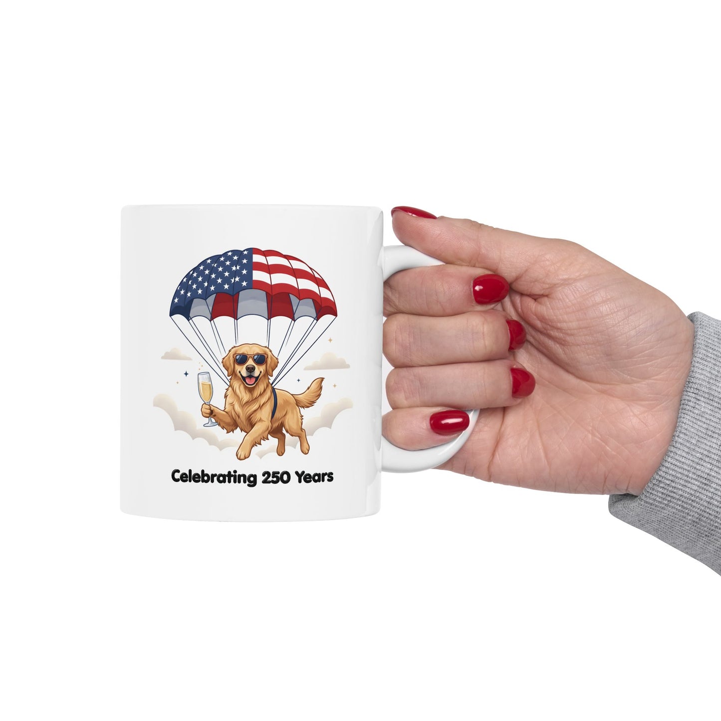 Patriotic Golden Retriever Ceramic Mug