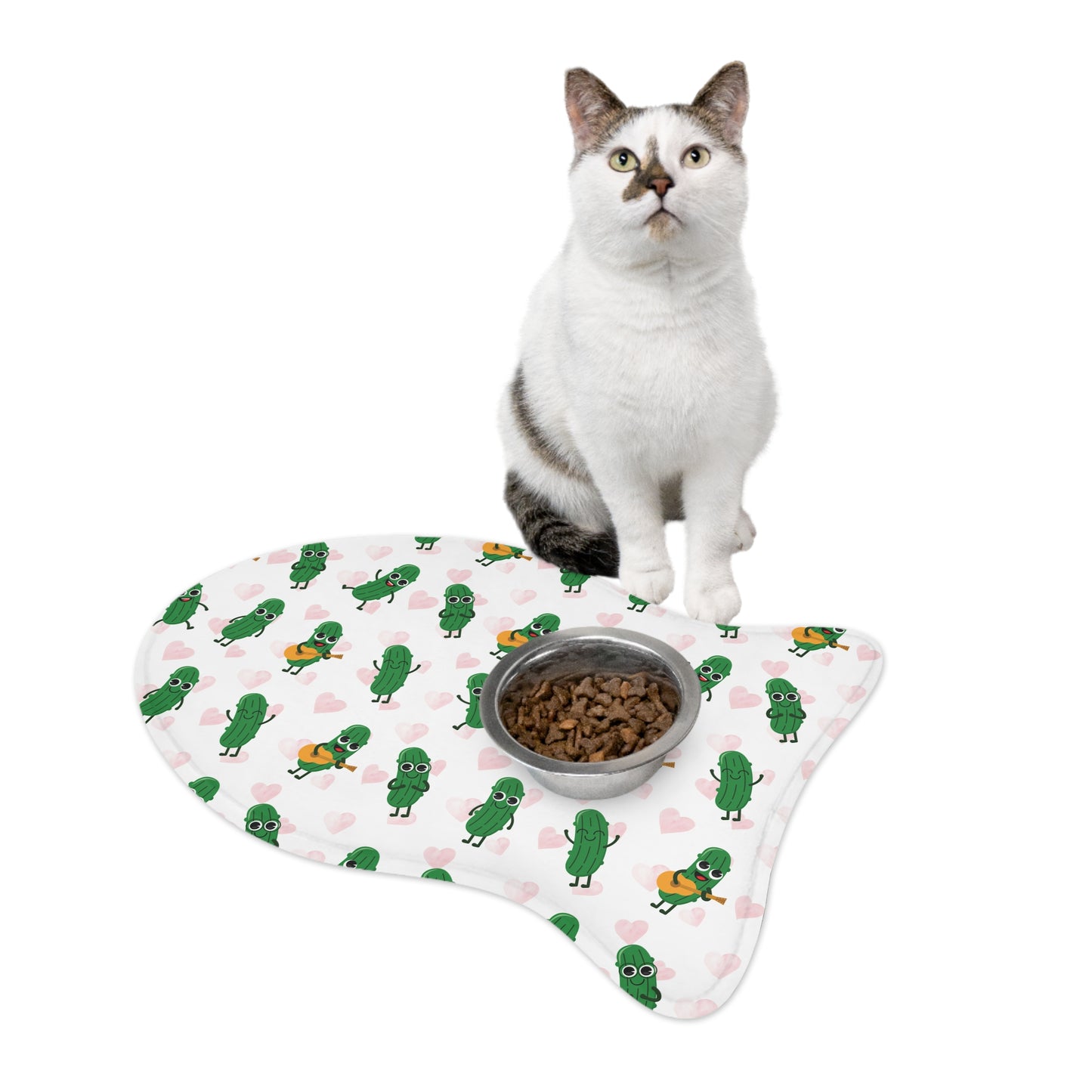 Pickle Pals Pet Feeding Mat — Cute Green Pickle Patterned Bowl Placemat
