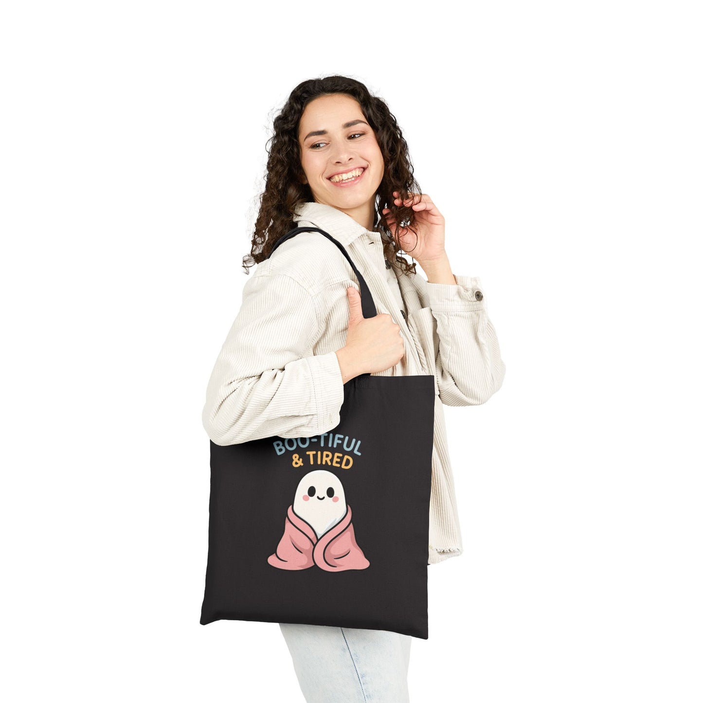 Boo-tiful & Tired Halloween-Themed Tote Bag, Funny Canvas Bag