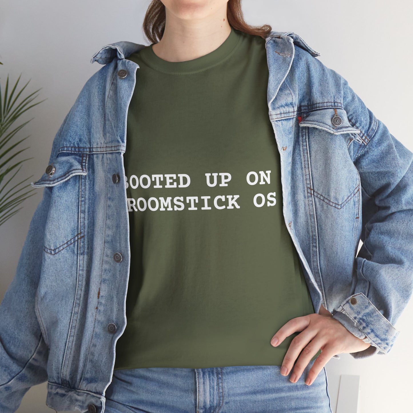 Broomstick OS Tee, Funny Graphic Tee for Tech Lovers, Unisex Cotton T-Shirt