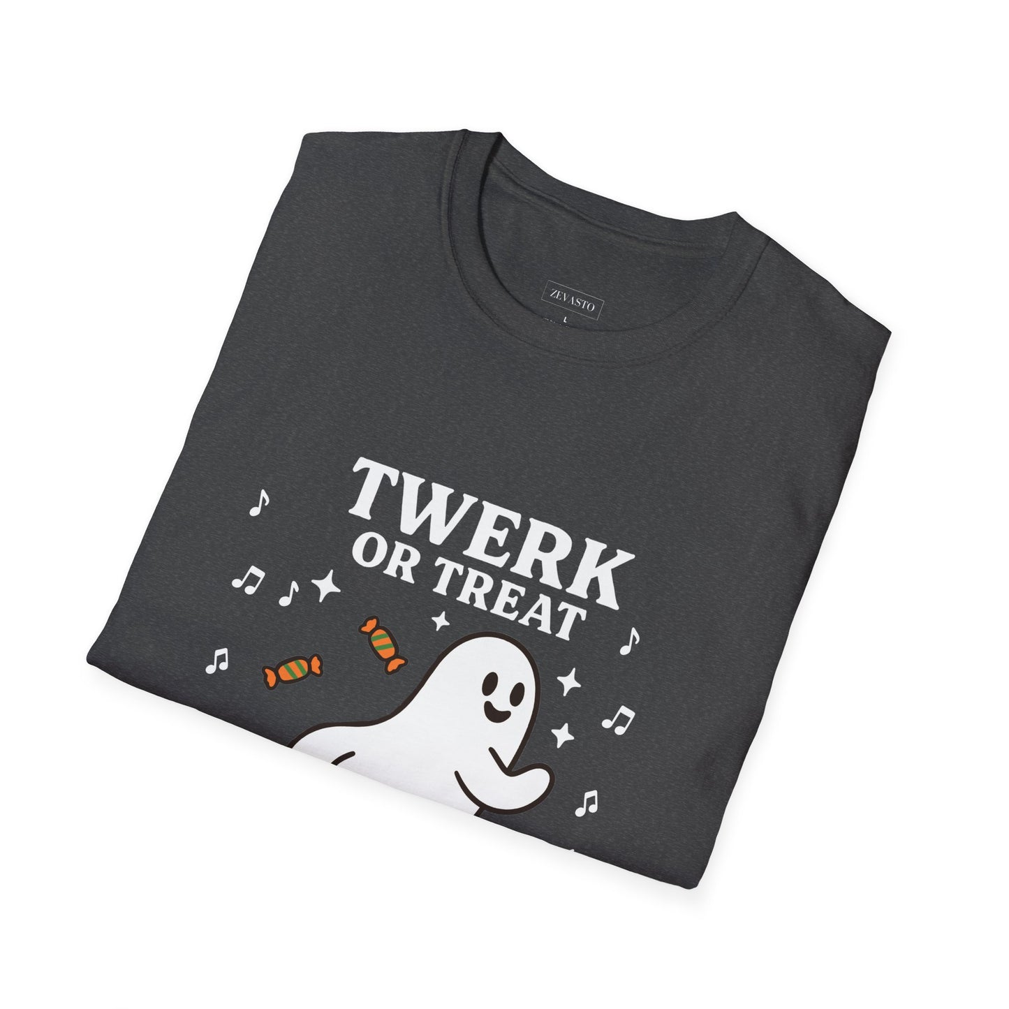 Whimsical Halloween T-Shirt for Adults, Fun Ghost Tee, Twerk or Treat Shirt, Unisex Costume Top, Spooky Celebration Apparel