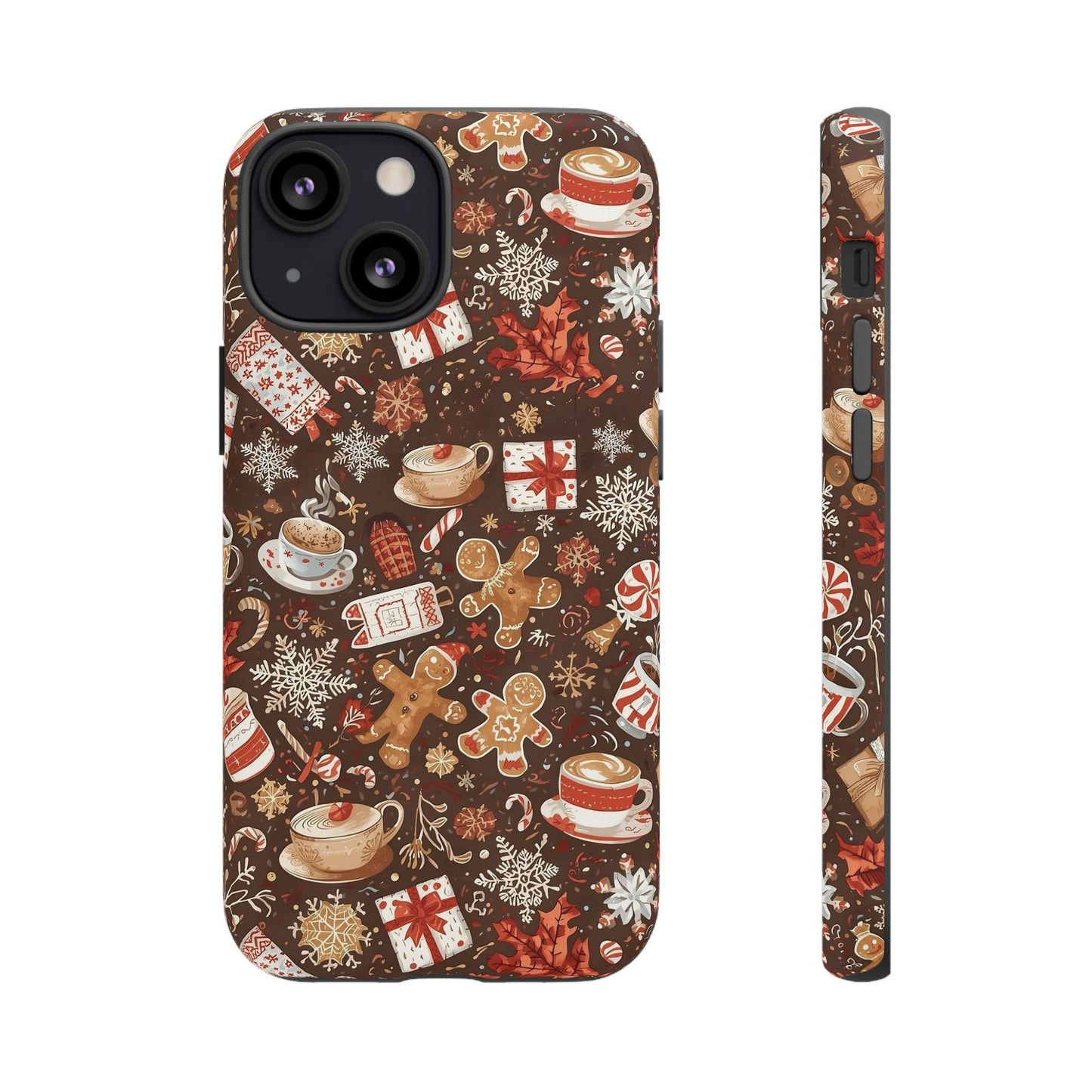 Christmas Phone Case, Festive Holiday Phone Case with Gingerbread and Cocoa Design for Iphone 17, 16, 15, 14, 13, 12, 11 & Samsung