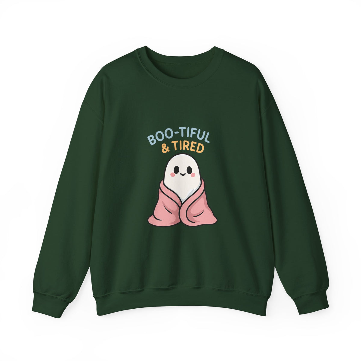 Boo-tiful & Tired Sweatshirt, Halloween-Themed Design