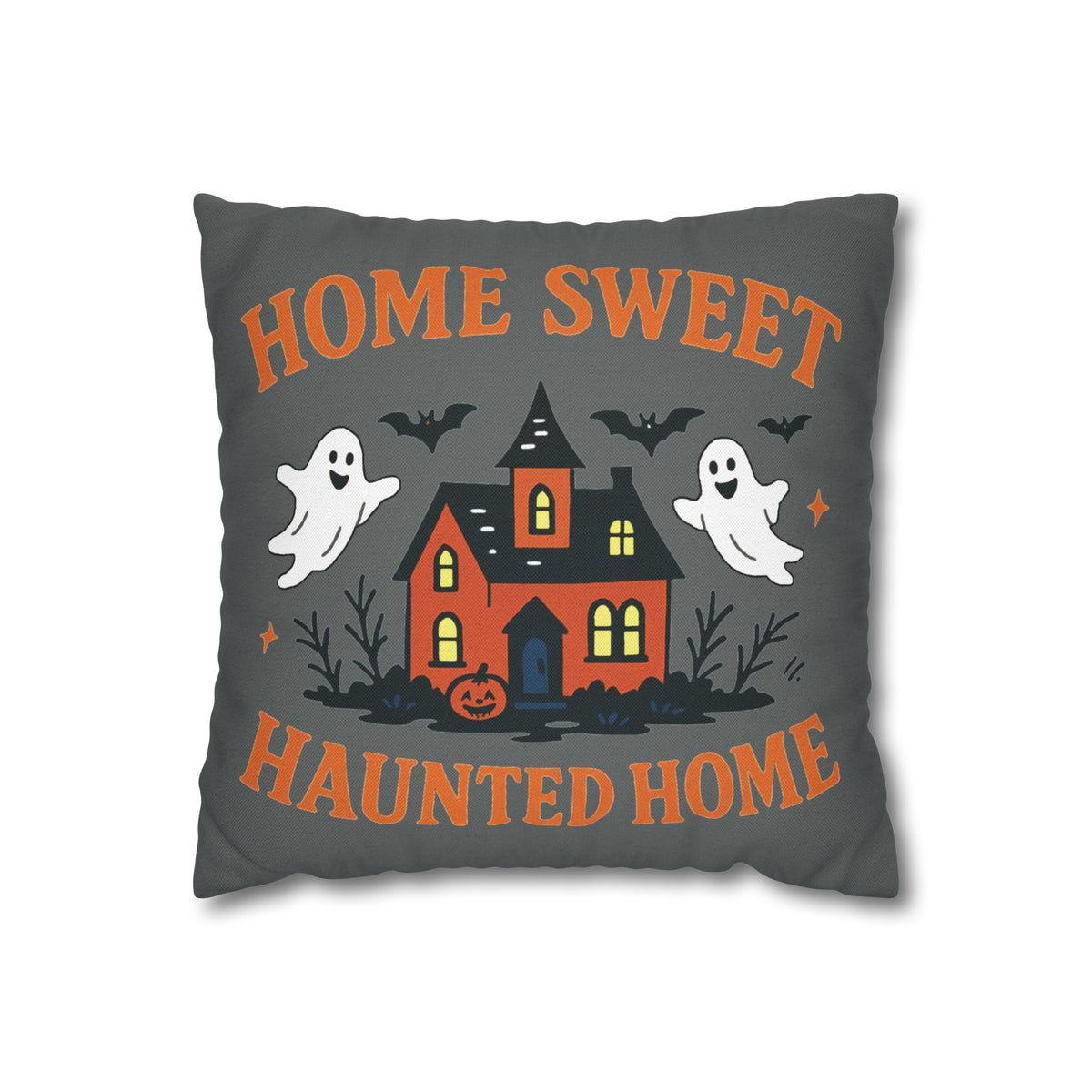 Halloween Themed Square Pillowcase, Home Sweet Haunted Home Decor
