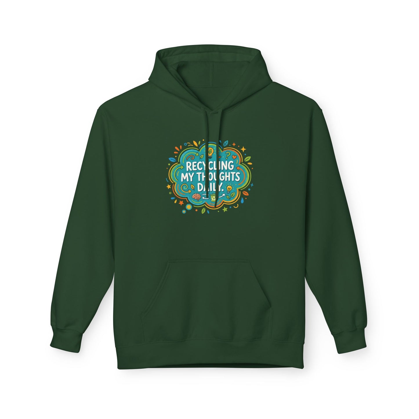 Unisex Hoodie — "Recycling My Thoughts" Eco-Friendly Graphic Pullover, Funny Mental Health Sweatshirt, Earth Day Gift