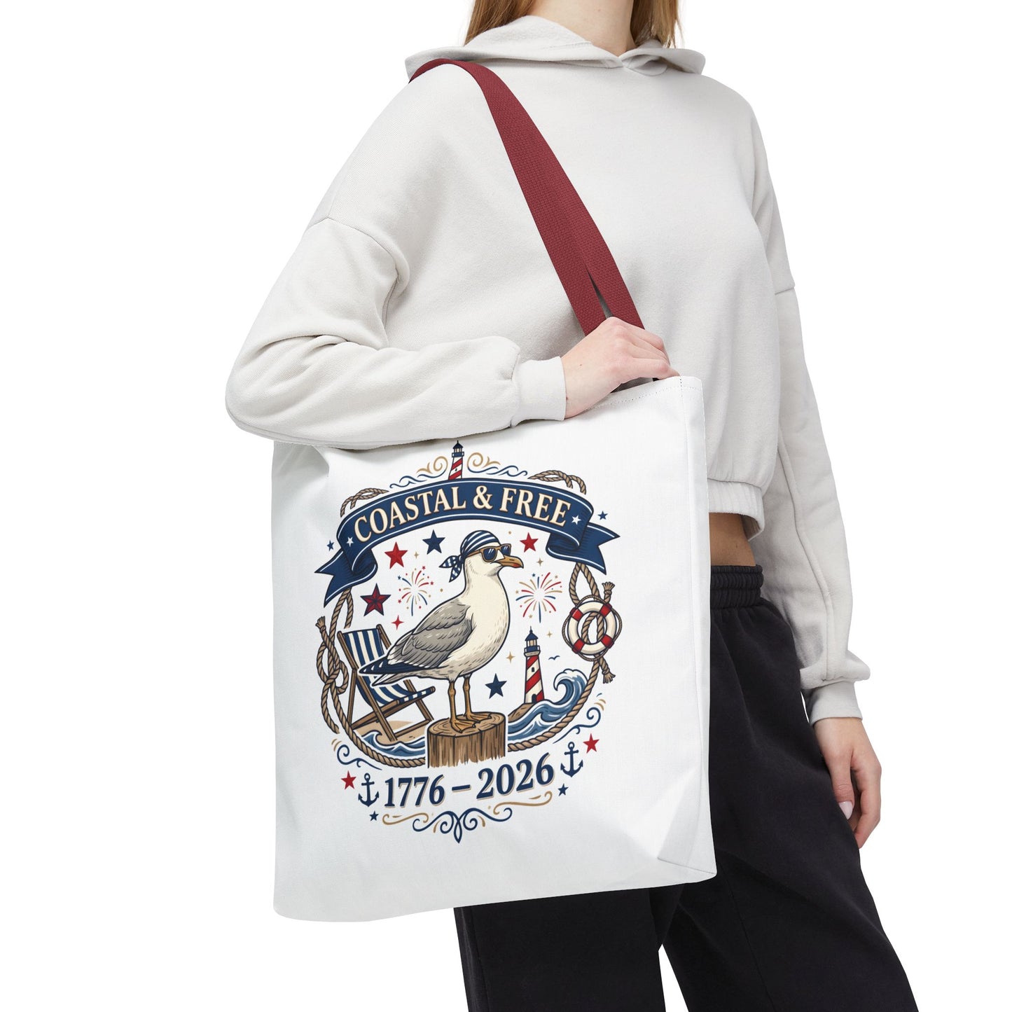 Coastal & Free Seagull Tote Bag — Patriotic 4th of July Beach Tote