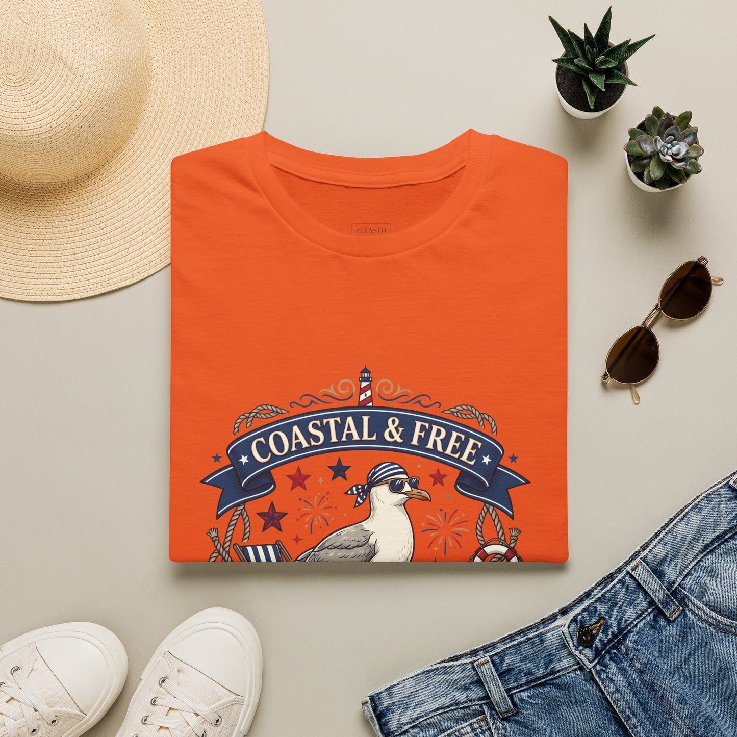 Coastal & Free Seagull T-Shirt — Patriotic 4th of July Tee