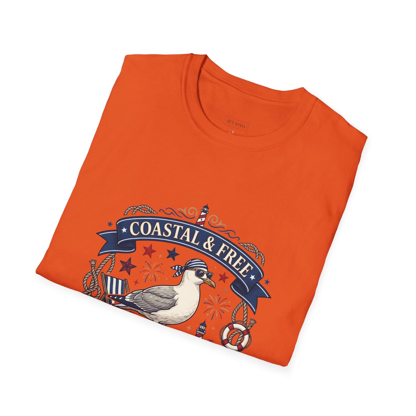 Coastal & Free Seagull T-Shirt — Patriotic 4th of July Tee