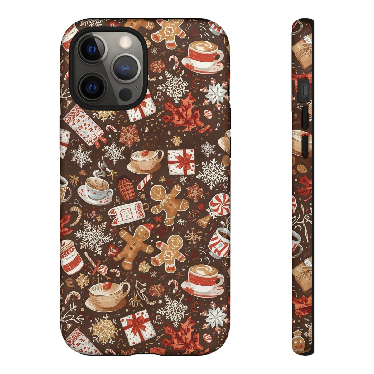 Christmas Phone Case, Festive Holiday Phone Case with Gingerbread and Cocoa Design for Iphone & Samsung