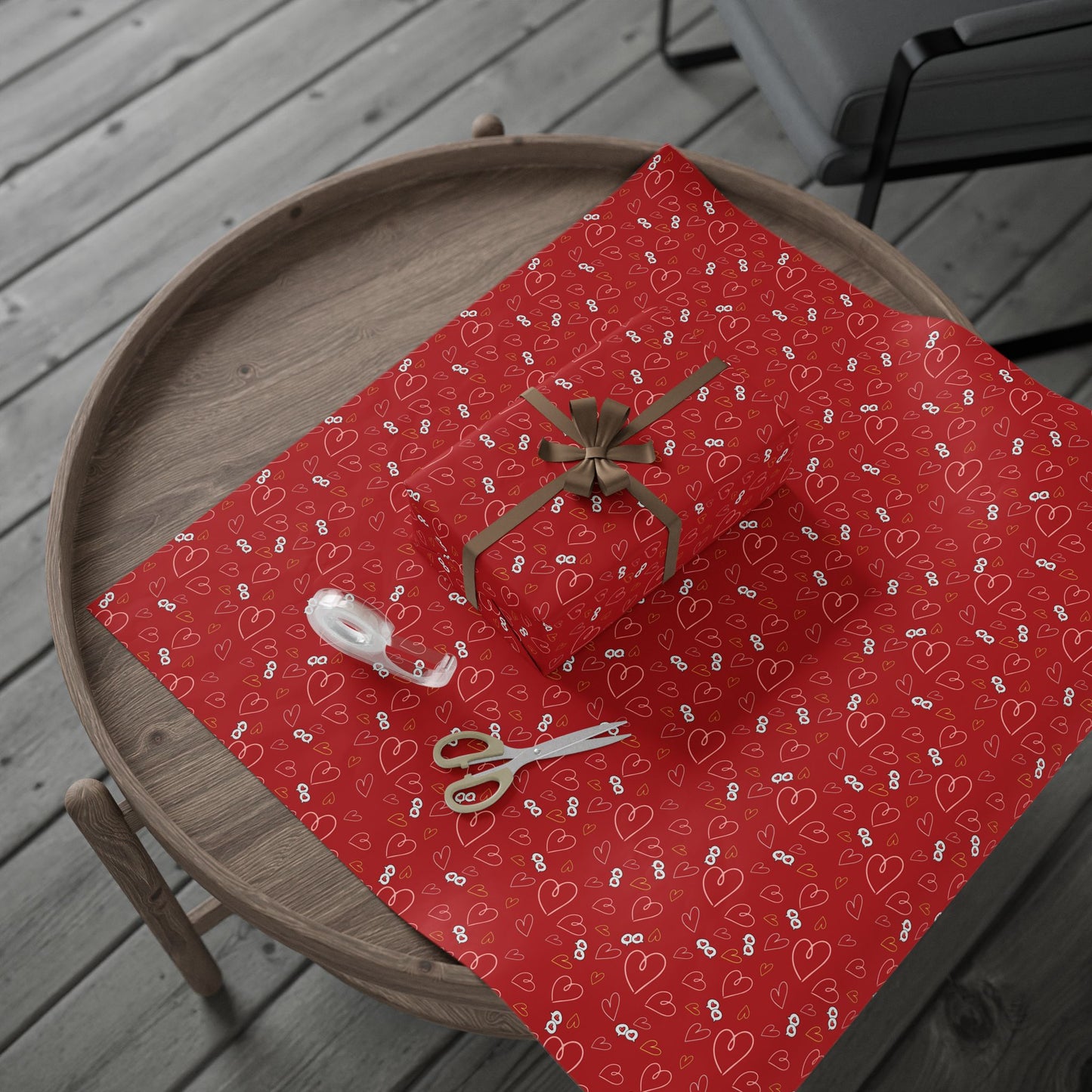 Red Heart Pattern Wrapping Paper — Romantic Gift Wrap for Valentine’s Day & Anniversaries