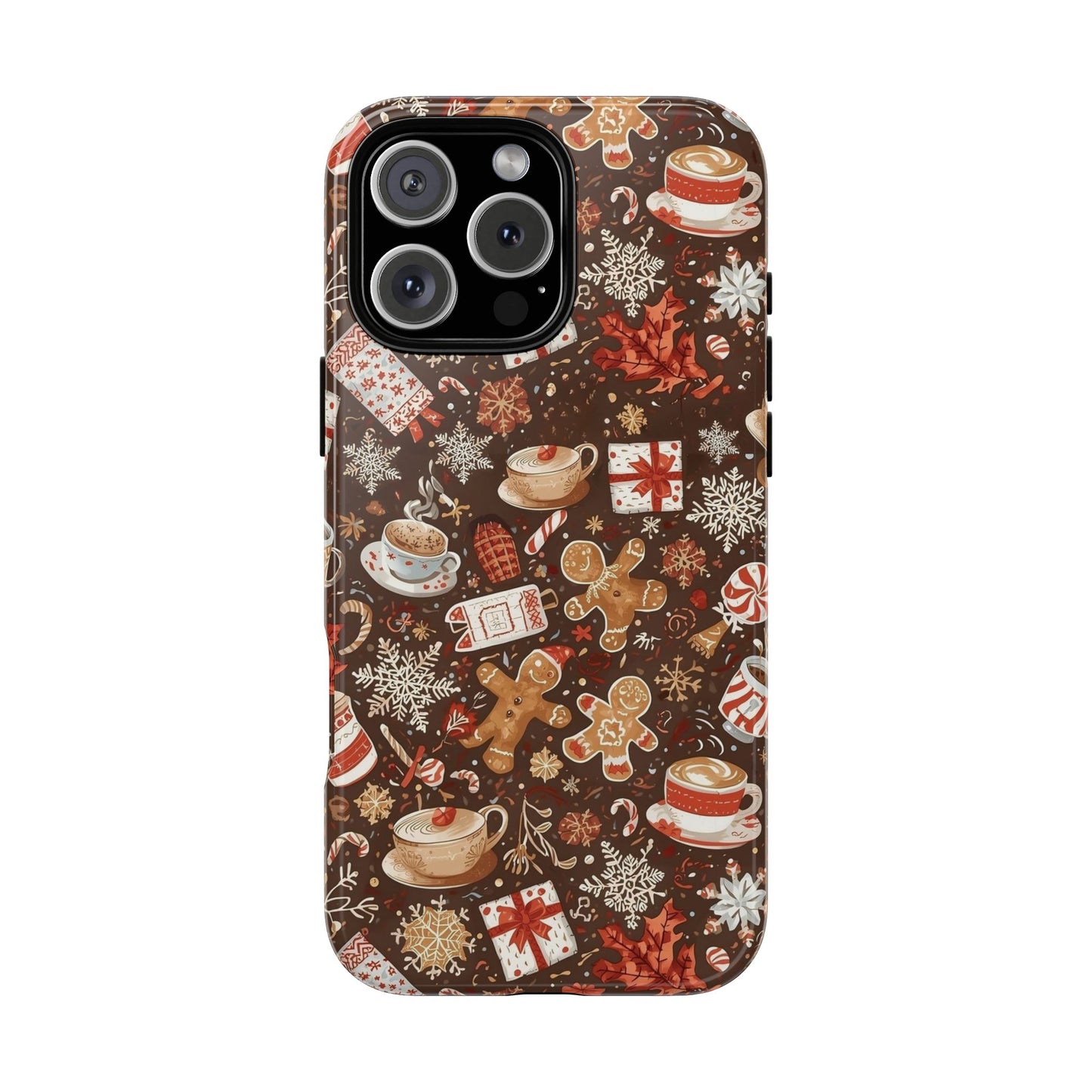 Christmas Phone Case, Festive Holiday Phone Case with Gingerbread and Cocoa Design for Iphone 17, 16, 15, 14, 13, 12, 11 & Samsung