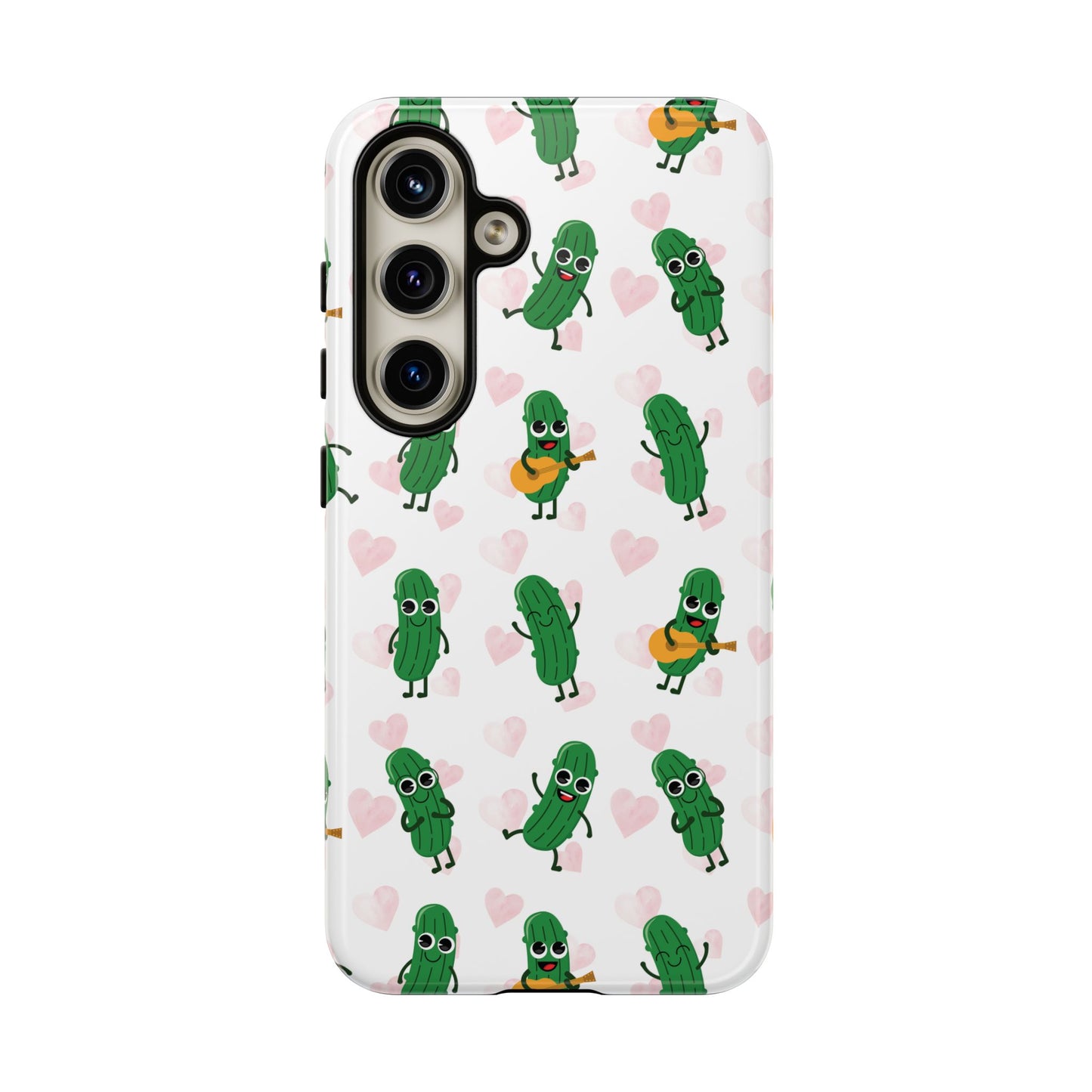 Pickle Pattern Phone Case — Cute Dancing Pickles with Hearts