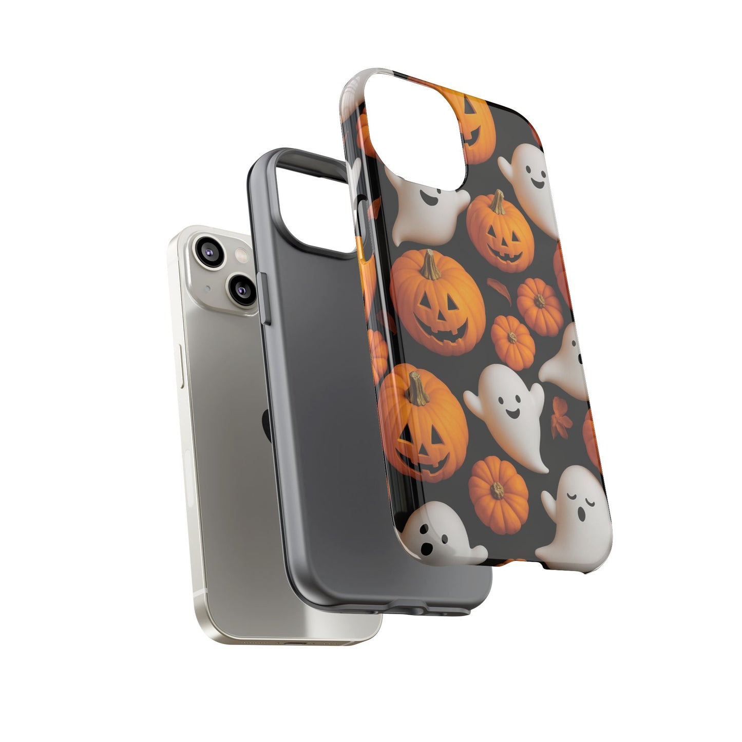 Halloween Phone Case, Spooky Ghosts and Pumpkins Design