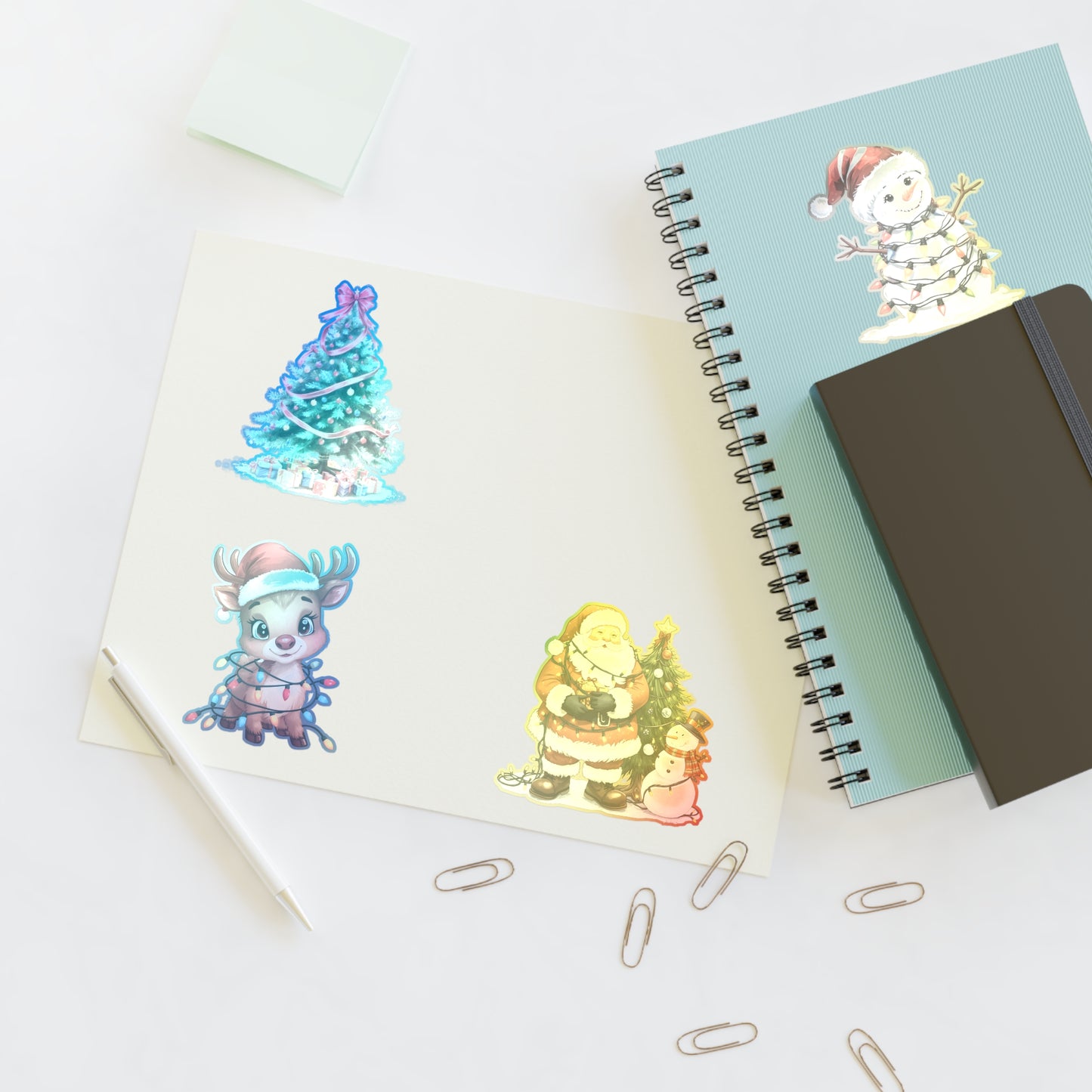 Christmas Sticker Sheet — Santa, Reindeer, Snowman & Tree Holiday Stickers