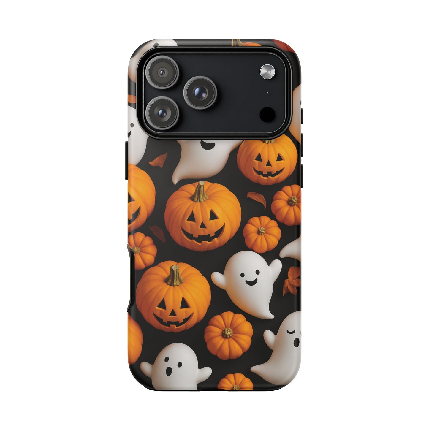 Halloween Phone Case, Spooky Ghosts and Pumpkins Design
