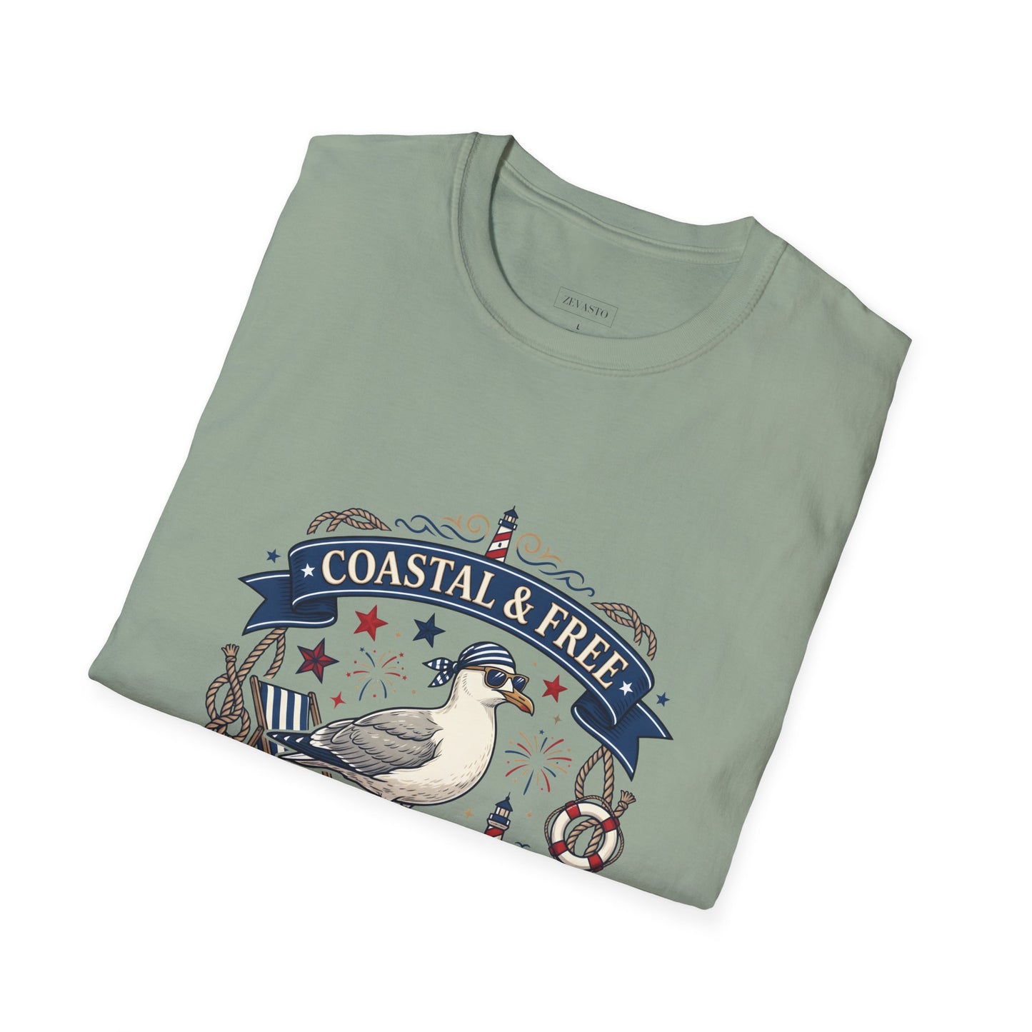 Coastal & Free Seagull T-Shirt — Patriotic 4th of July Tee