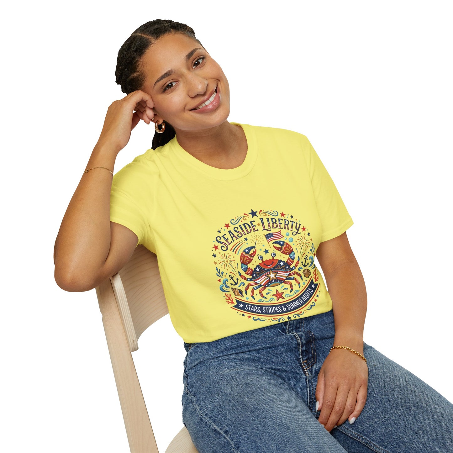 Seaside Liberty Crab T-Shirt — 4th of July Patriotic Summer Beach Tee
