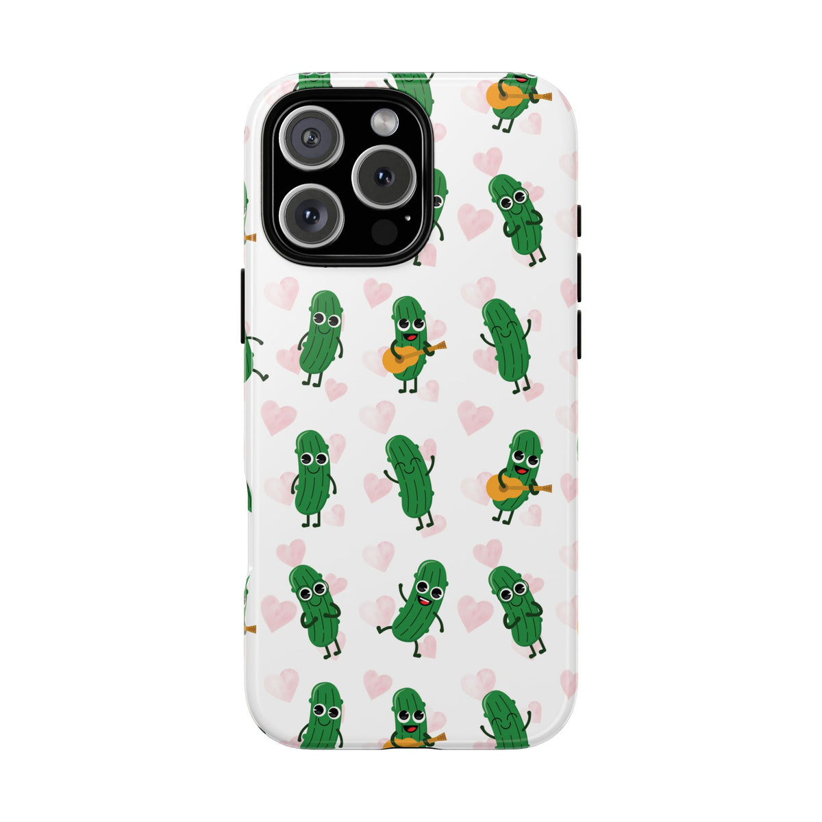 Pickle Pattern Phone Case — Cute Dancing Pickles with Hearts