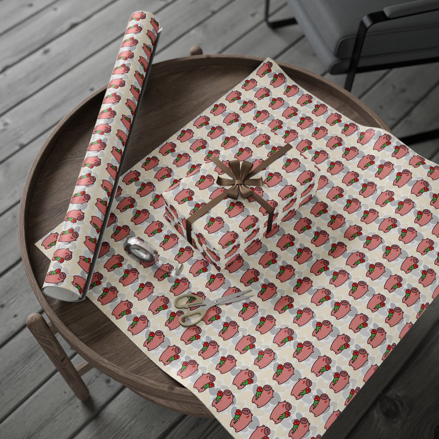 Valentine's Day Wrapping Paper — Cute Capybara Gift Wrap for Birthday, Baby Shower