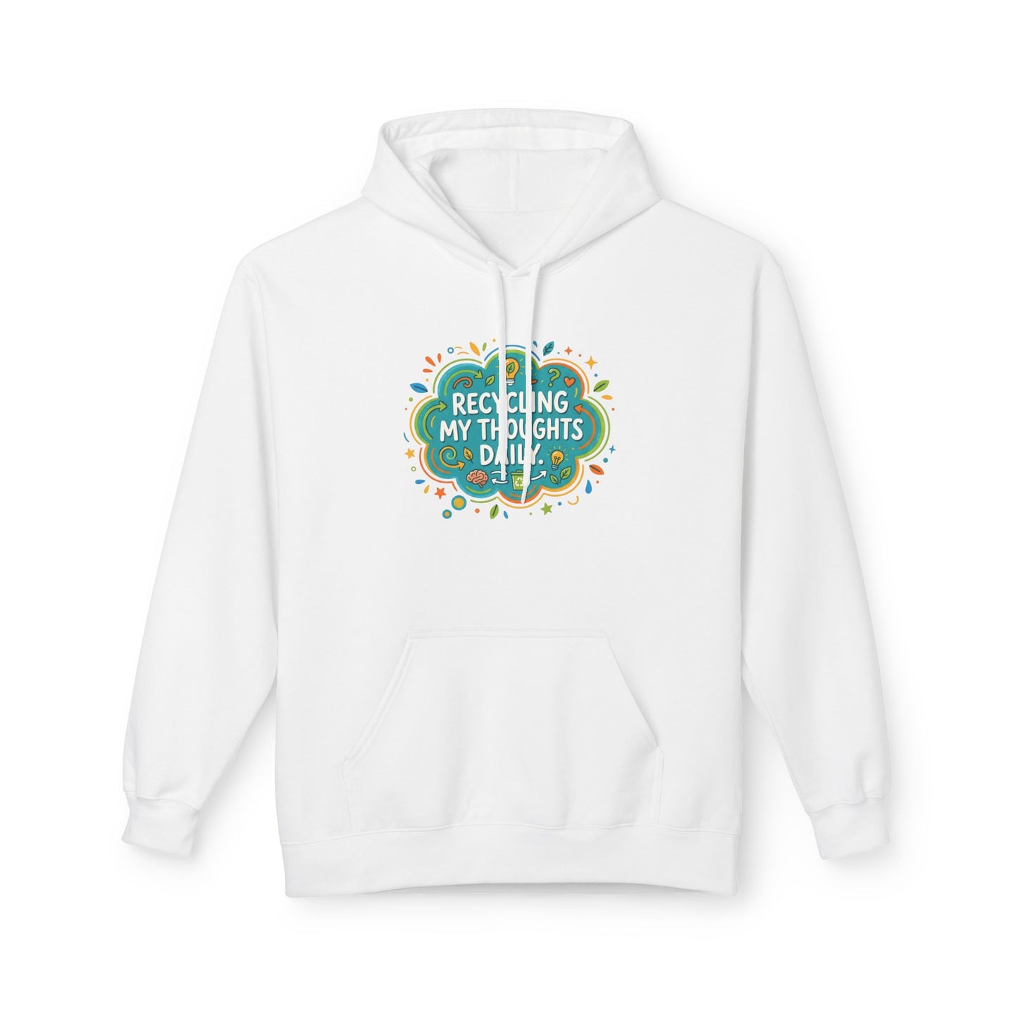 Unisex Hoodie — "Recycling My Thoughts" Eco-Friendly Graphic Pullover, Funny Mental Health Sweatshirt, Earth Day Gift