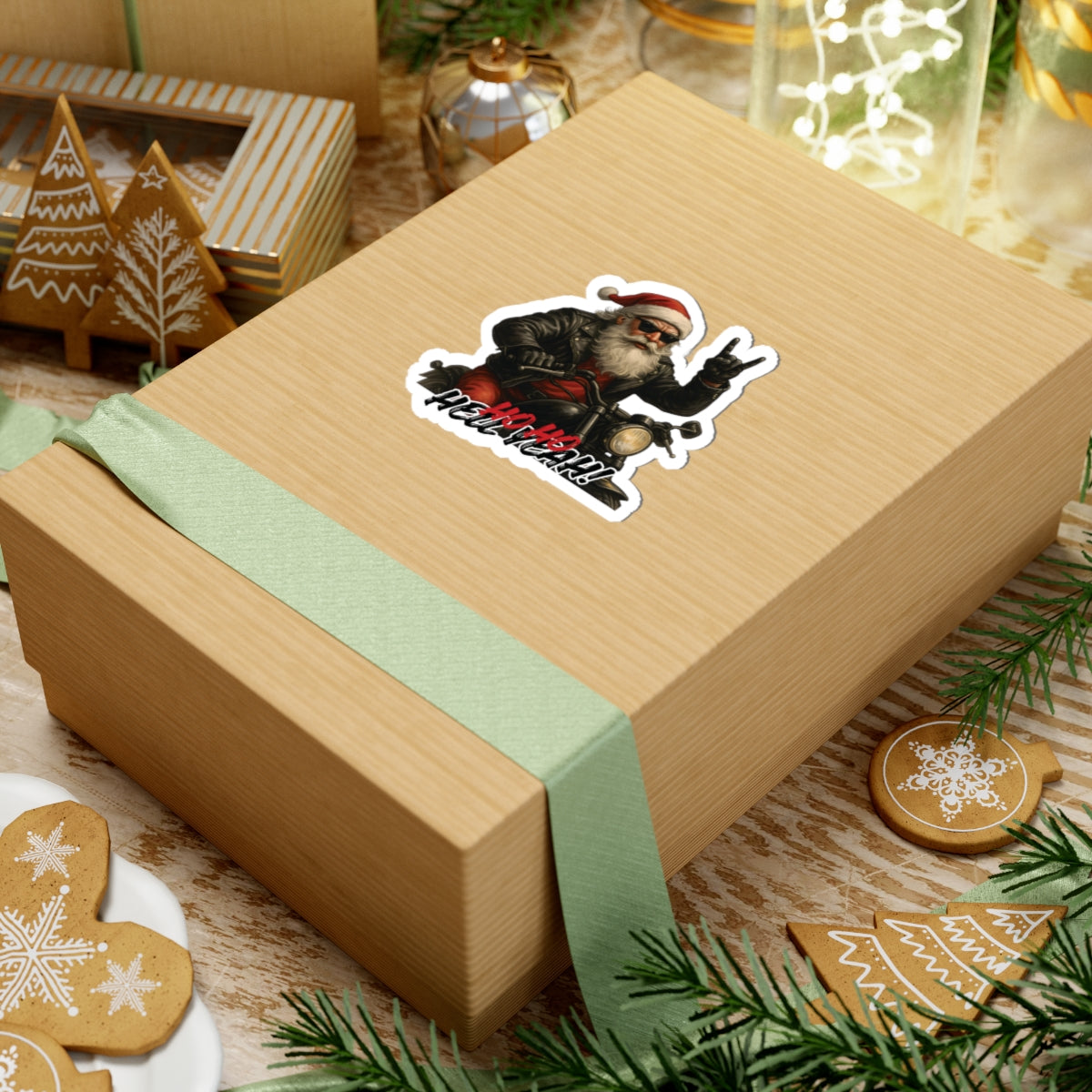 Rocker Santa Christmas Sticker, 4 Size Option