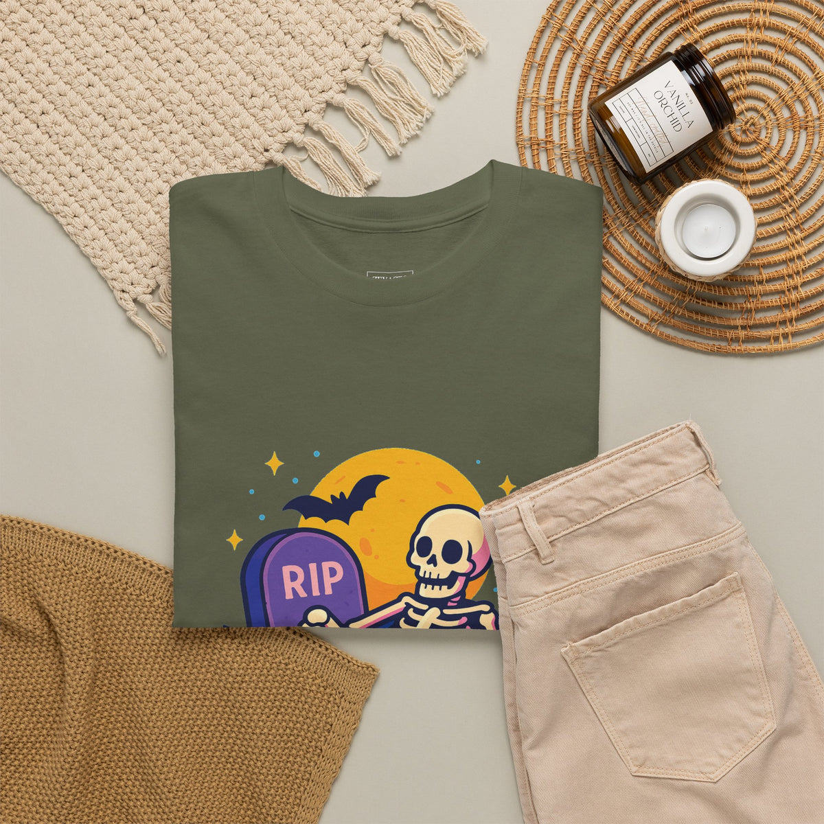 Skeleton Tee - Just Resting My Bones, Unisex Halloween Shirt