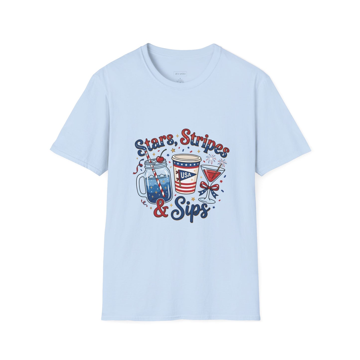 Patriotic "Stars, Stripes & Sips" T-Shirt