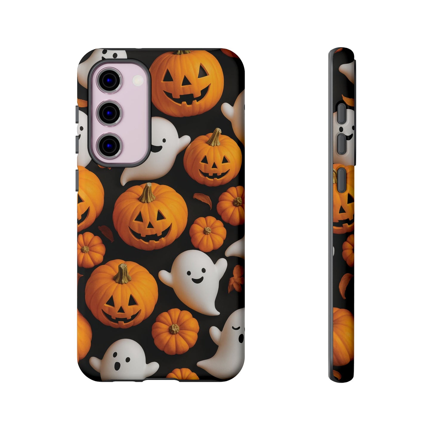 Halloween Phone Case, Spooky Ghosts and Pumpkins Design