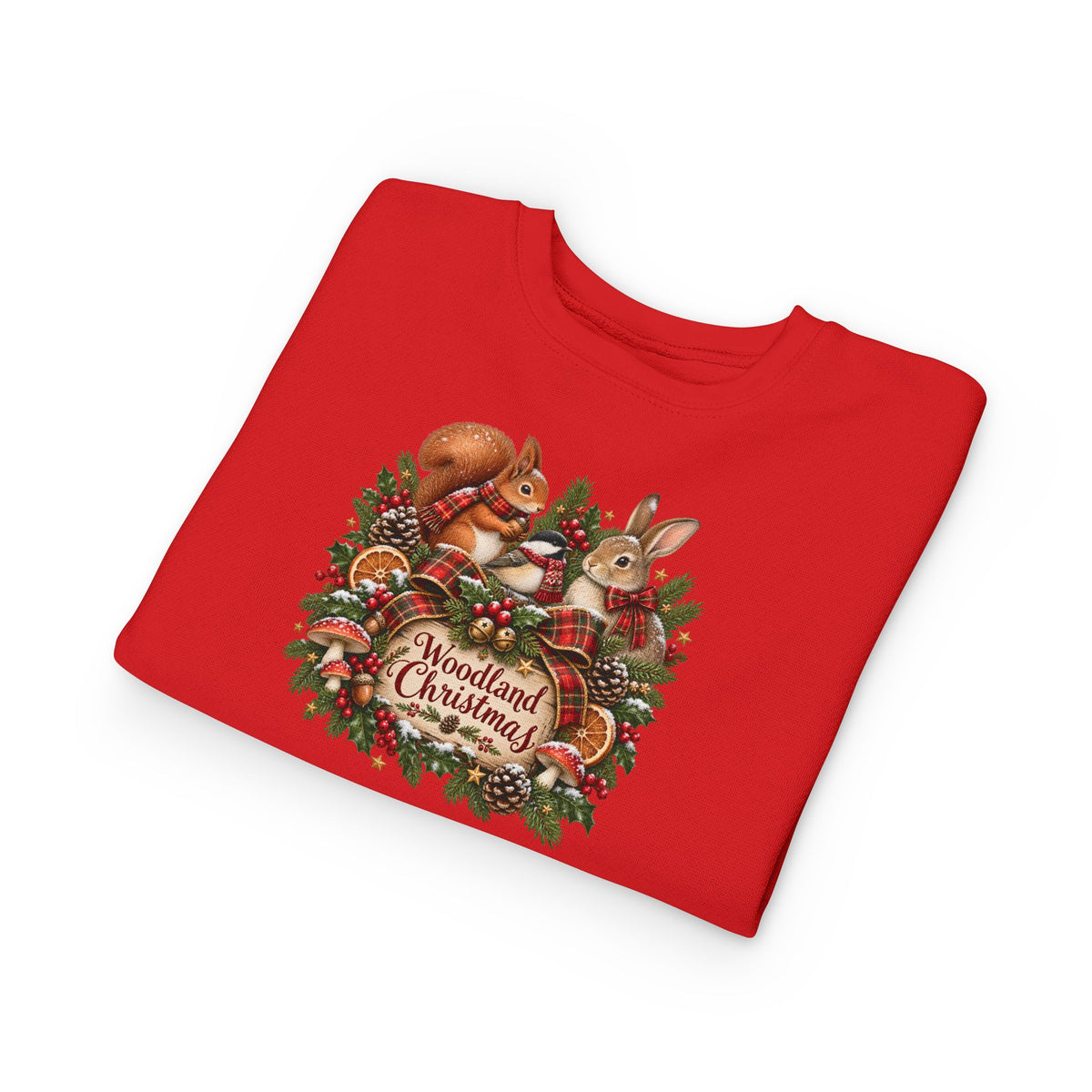 Woodland Christmas Toddler Sweatshirt — Cute Squirrel & Bunny Holiday Pullover