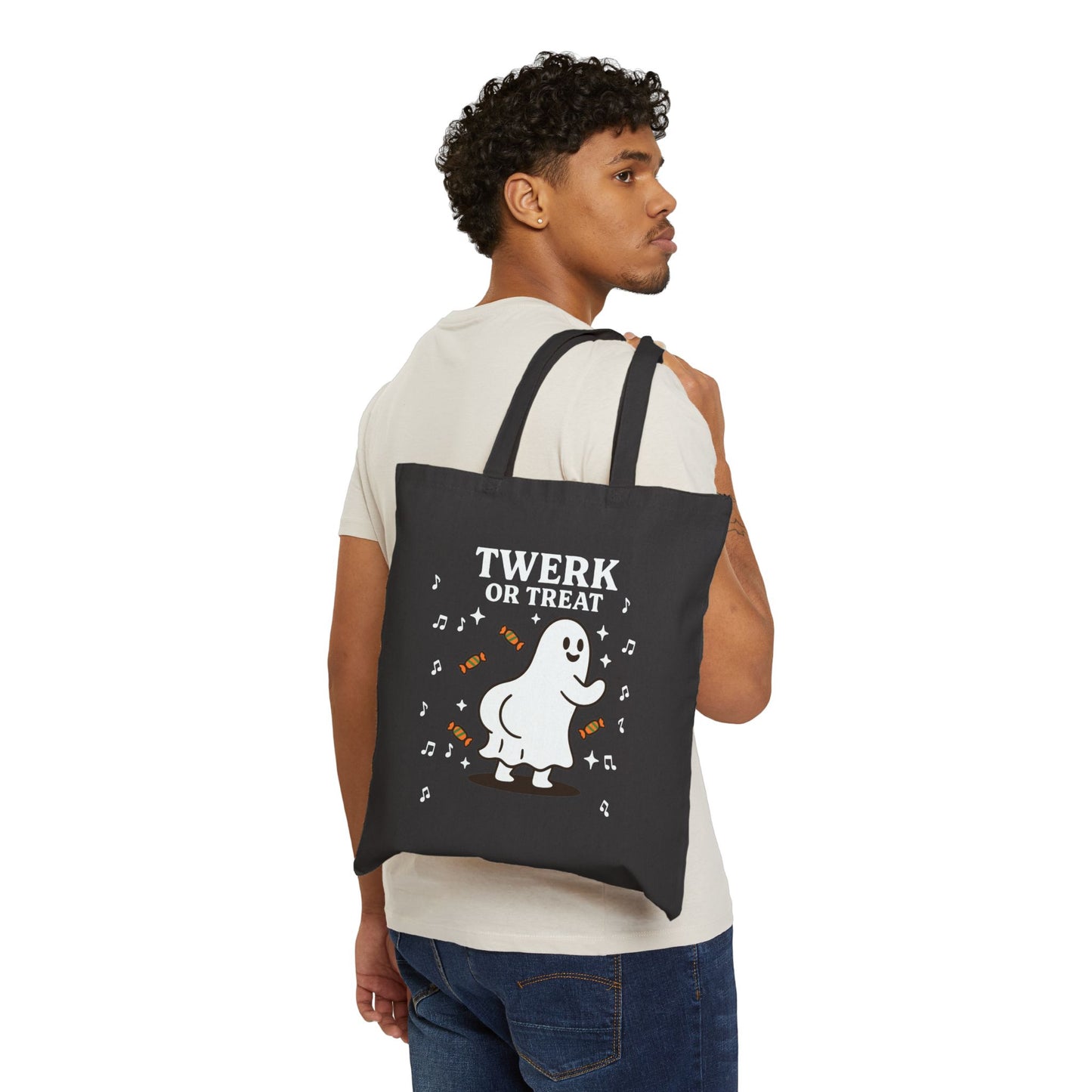 Funny Halloween Cotton Canvas Tote Bag - Twerk or Treat, Gift Bag