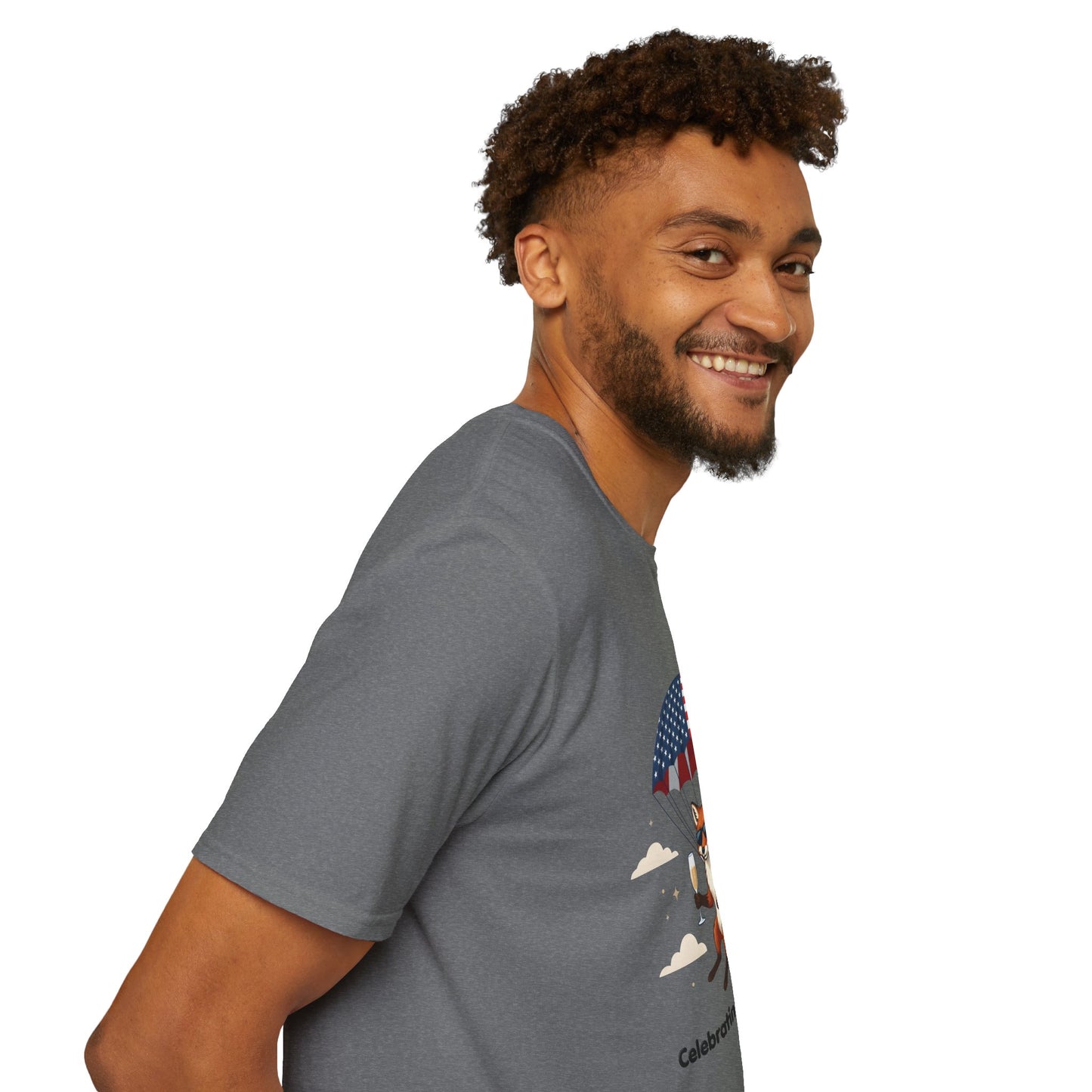 Patriotic Fox Parachute T-Shirt — "Celebrating 250 Years" Anniversary Tee