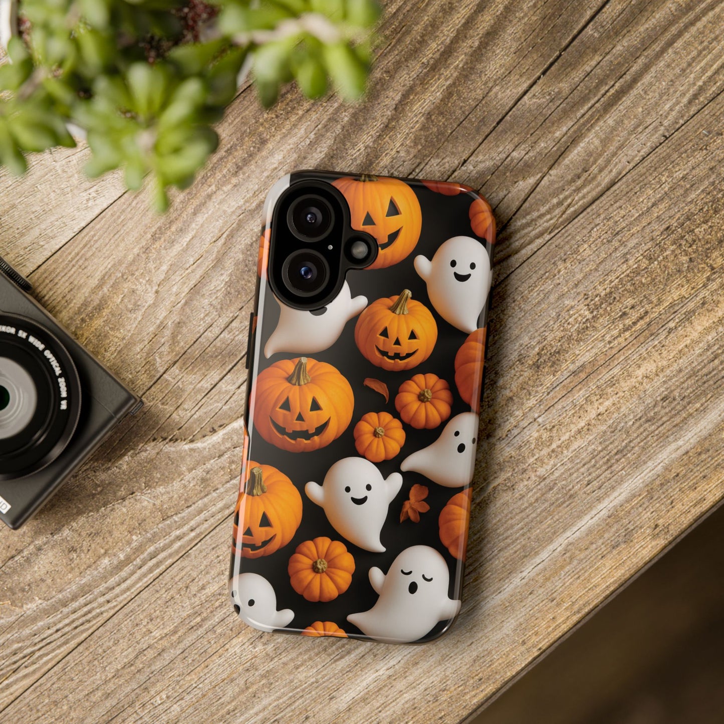 Halloween Phone Case, Spooky Ghosts and Pumpkins Design