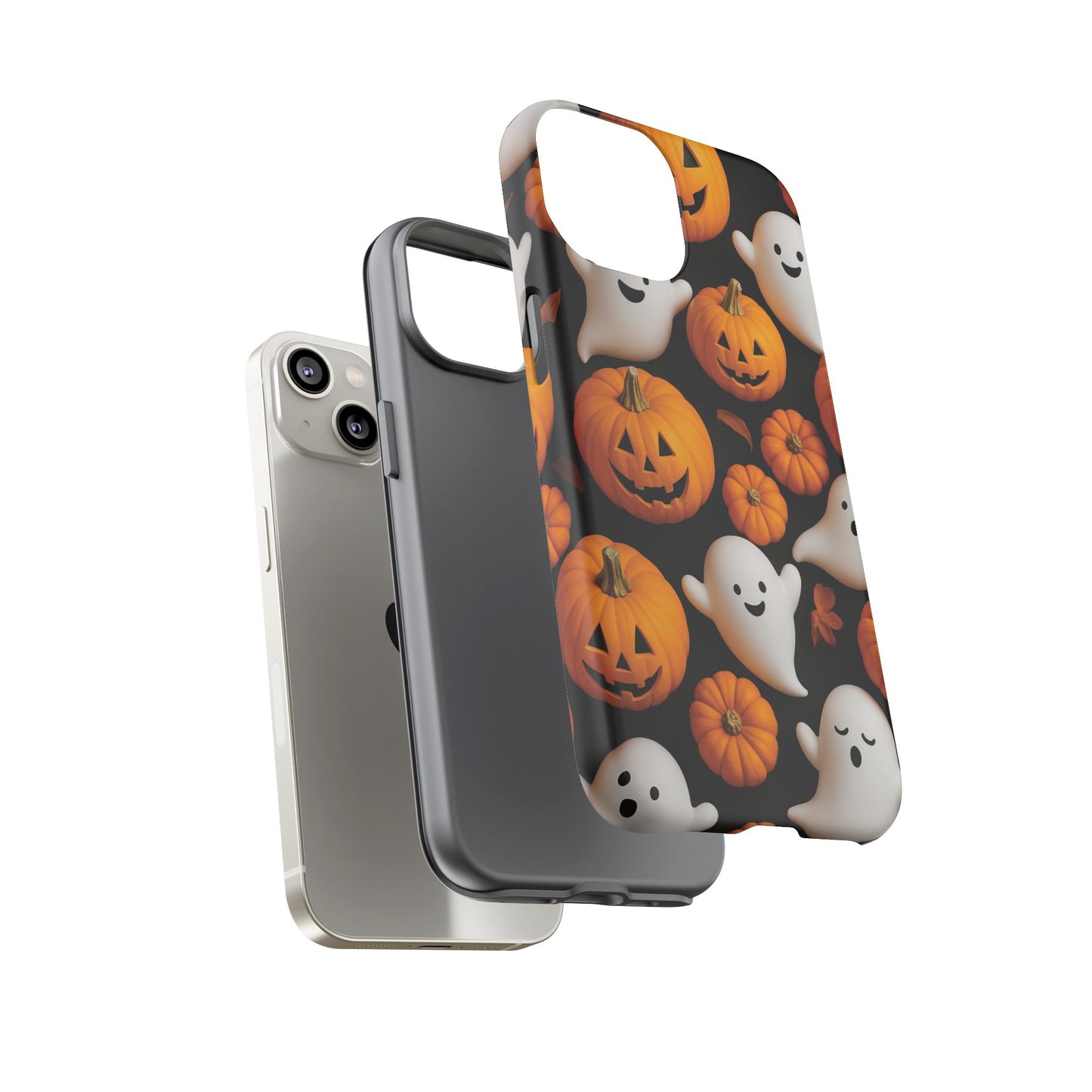 Halloween Phone Case, Spooky Ghosts and Pumpkins Design