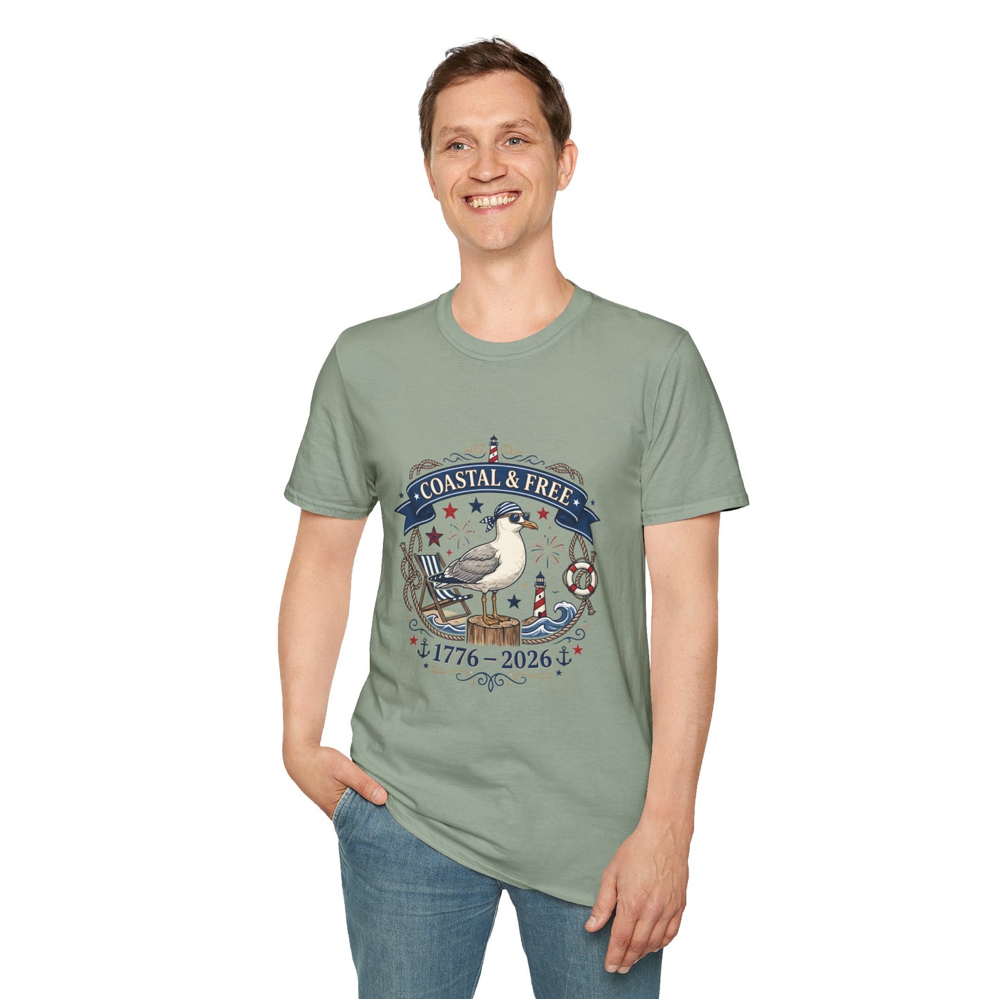 Coastal & Free Seagull T-Shirt — Patriotic 4th of July Tee