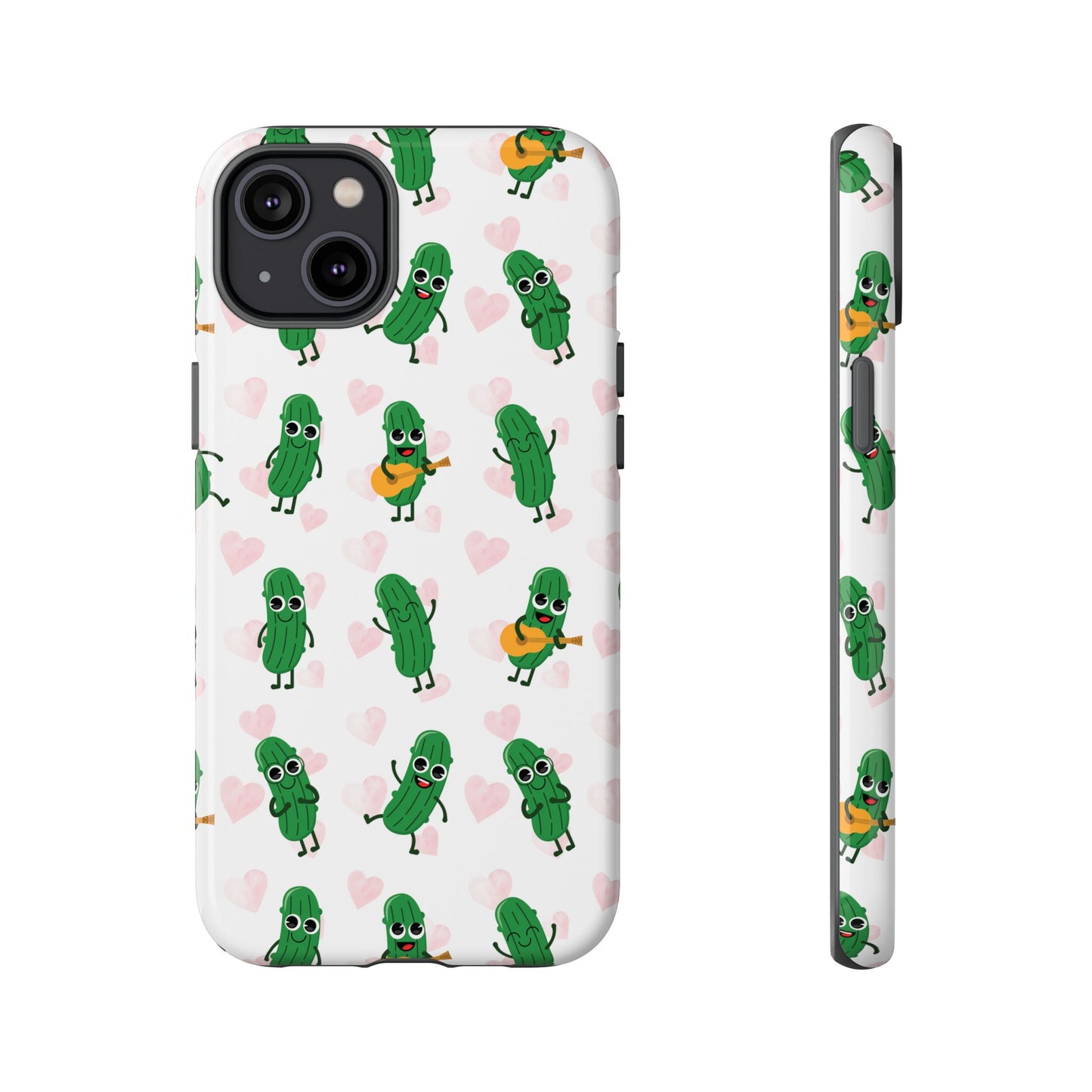 Pickle Pattern Phone Case — Cute Dancing Pickles with Hearts