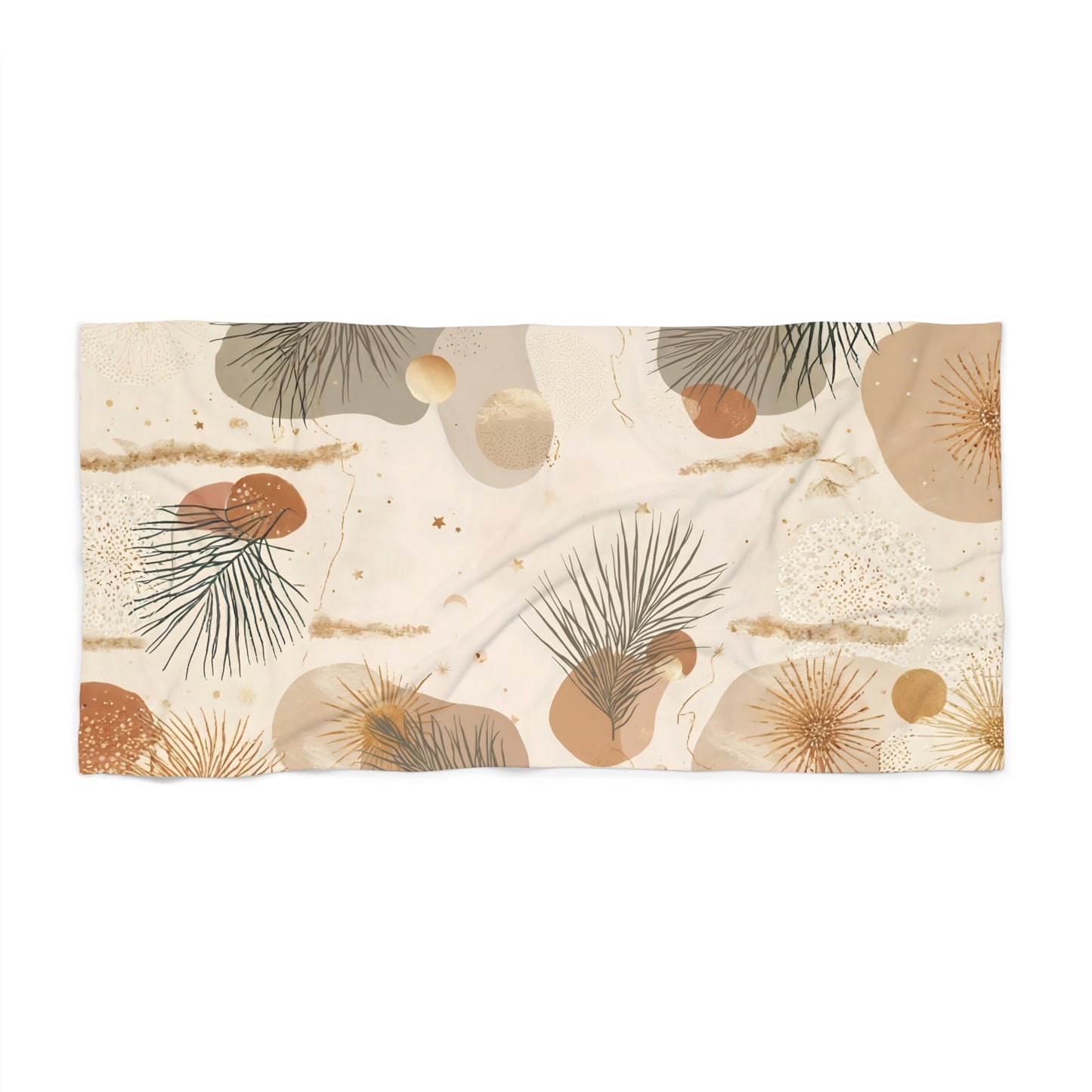 Boho Palm Beach Towel — Neutral Abstract Coastal Print