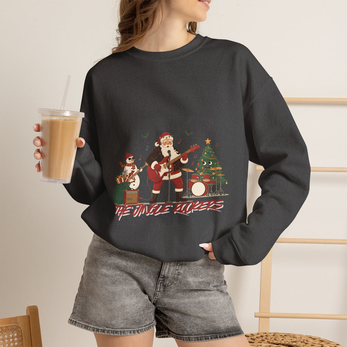 Funny Christmas Sweatshirt – "The Jingle Rockers" Holiday Band Crewneck