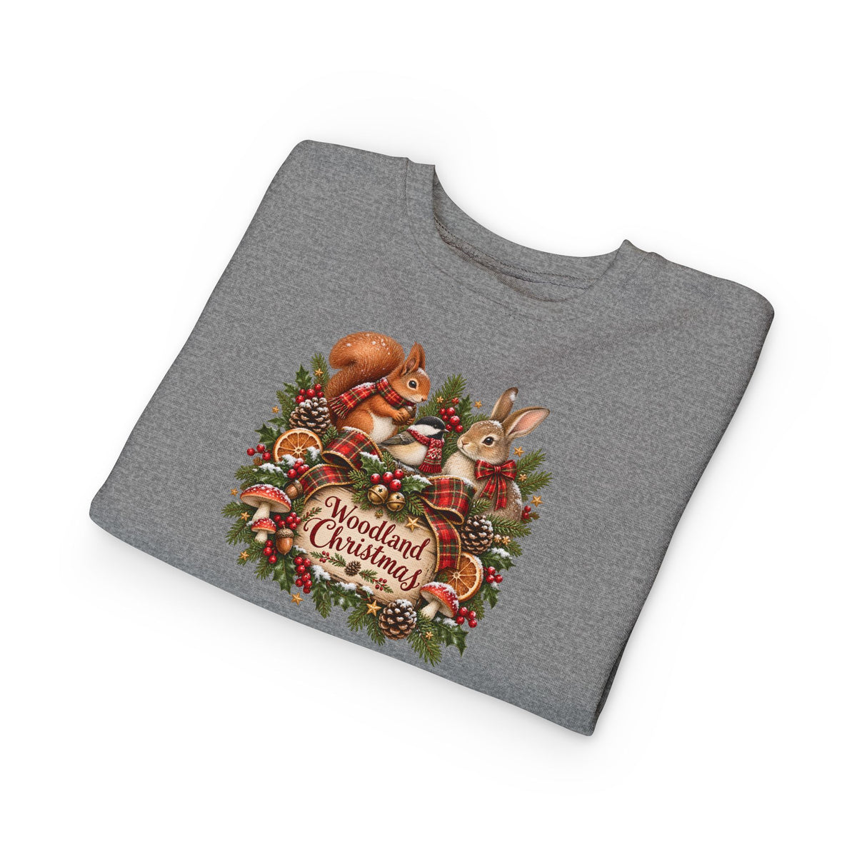 Woodland Christmas Toddler Sweatshirt — Cute Squirrel & Bunny Holiday Pullover