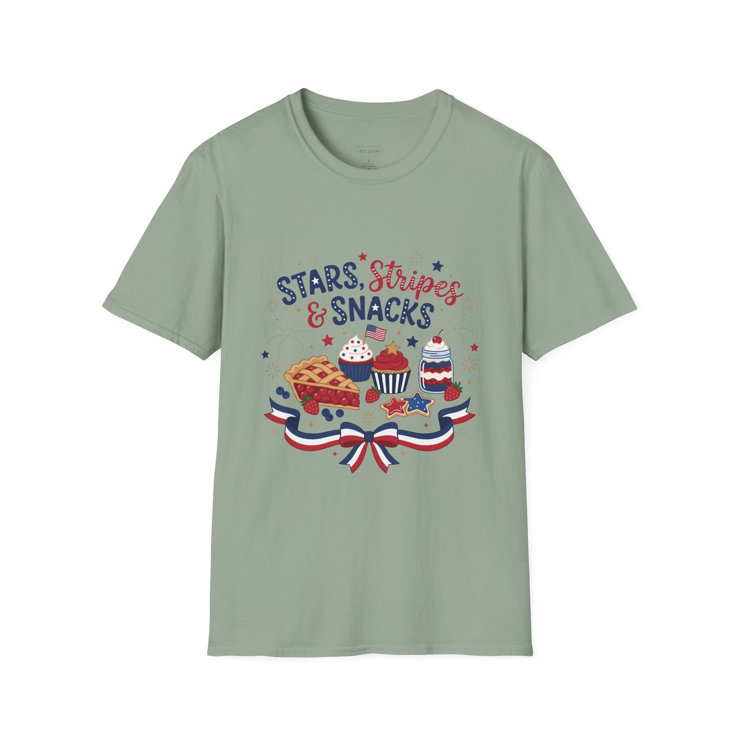 Stars, Stripes & Snacks T-Shirt — 4th of July Patriotic Dessert Tee