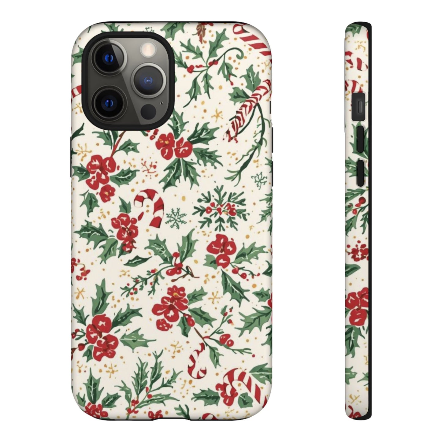 Christmas Themed Phone Case, Festive Floral Dual Layer Phone Case for Iphone 17, 16, 15, 14, 13, 12, 11 & Samsung