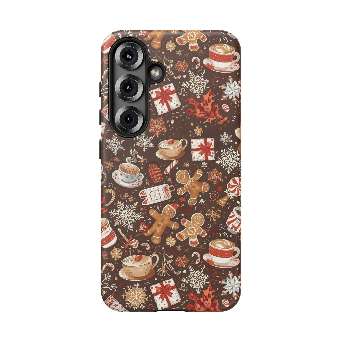 Christmas Phone Case, Festive Holiday Phone Case with Gingerbread and Cocoa Design for Iphone 17, 16, 15, 14, 13, 12, 11 & Samsung