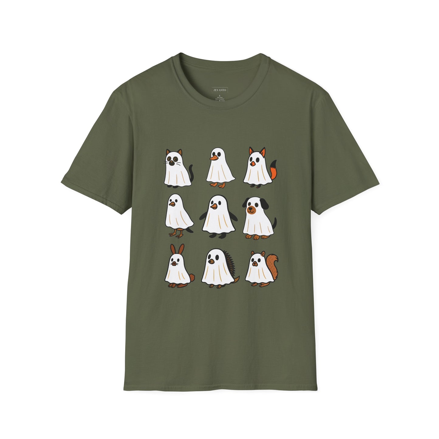 Cute Ghost Cartoon Unisex T-Shirt, Halloween Tee, Pet Lover Gift, Whimsical Shirt, Fun Casual Wear