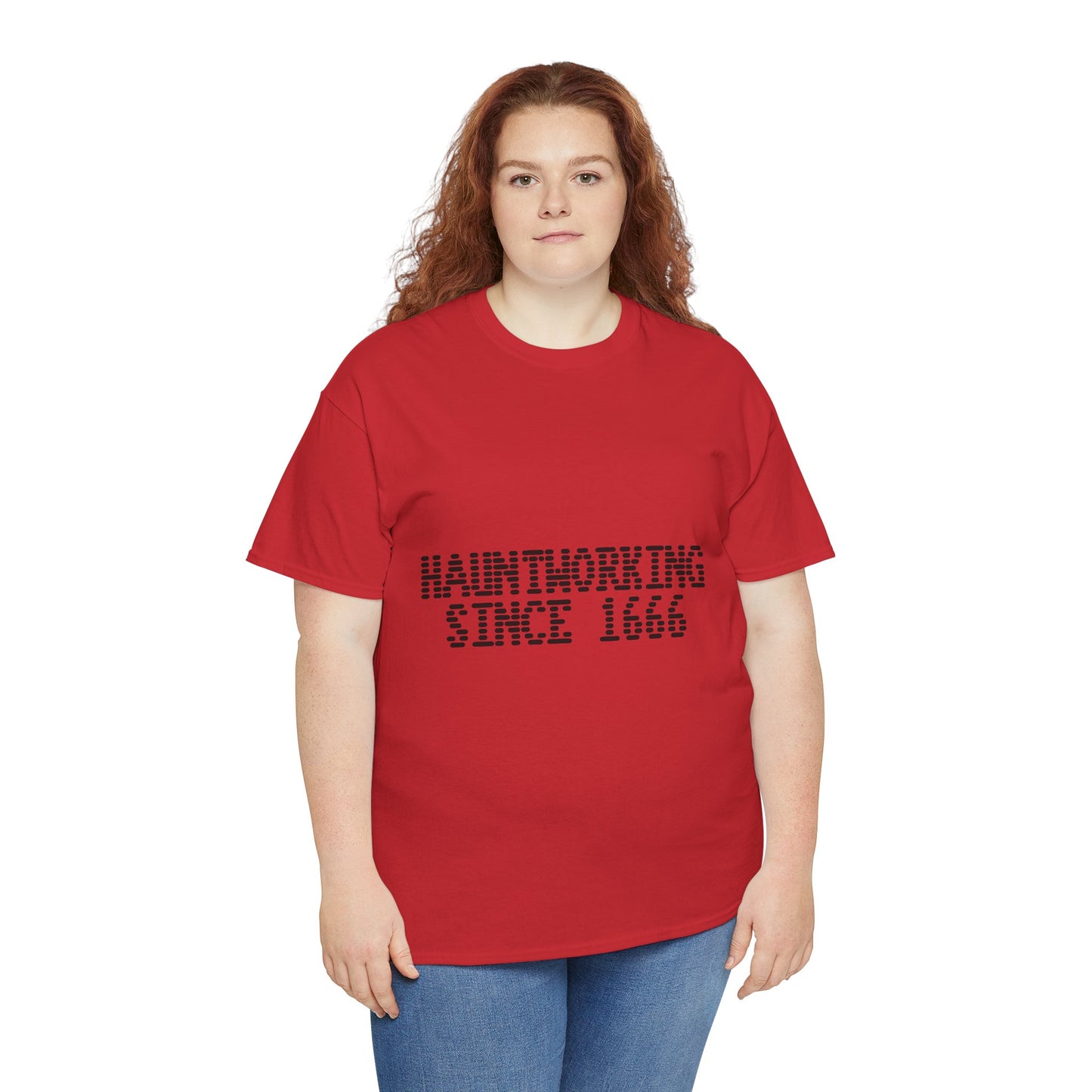 Hauntworking Since 1666-Cotton Tee, Halloween-Themed Tshirt