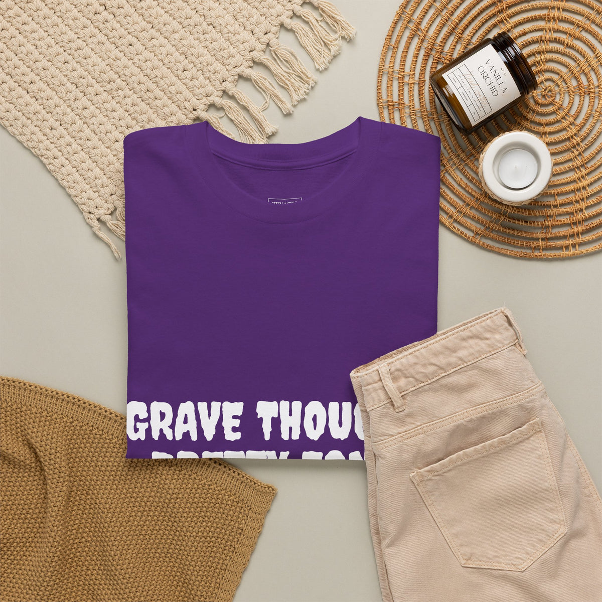 Grave Thoughts Pretty Fonts Tee | Unisex Heavy Cotton T-Shirt for Spooky Season
