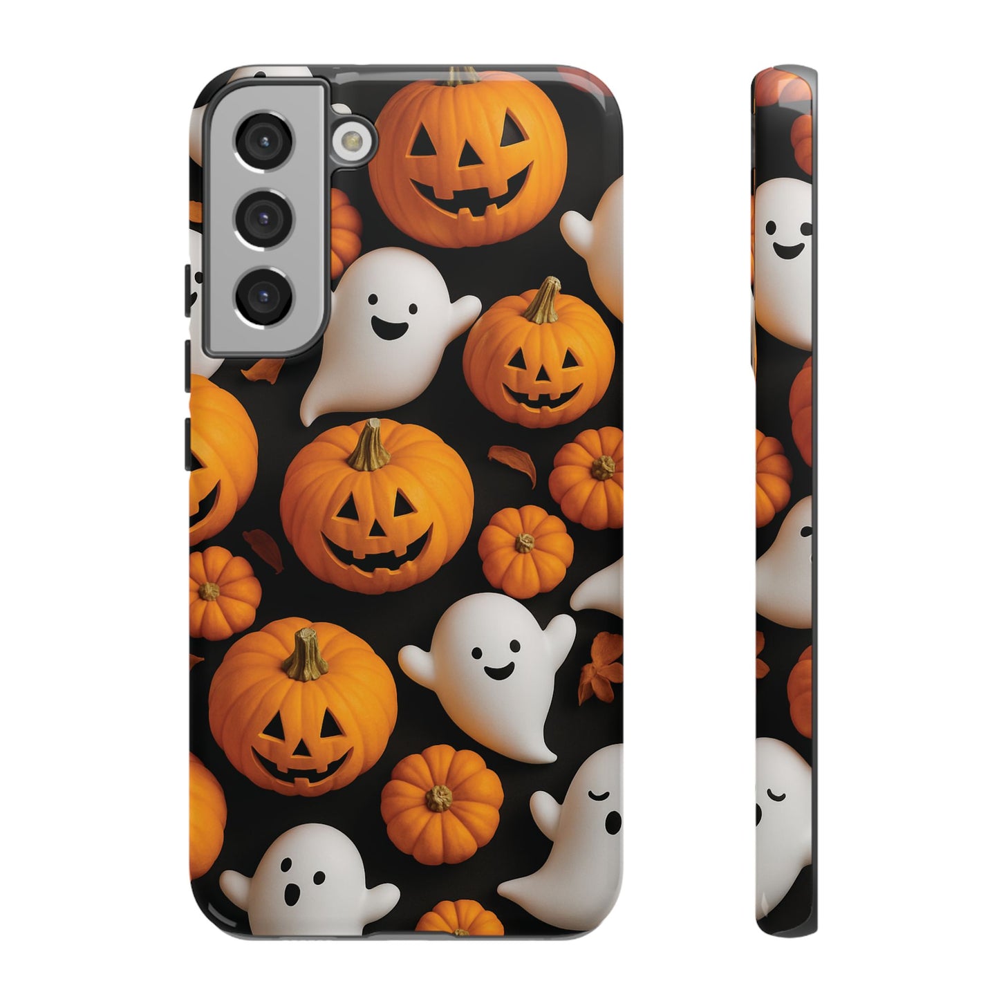 Halloween Phone Case, Spooky Ghosts and Pumpkins Design