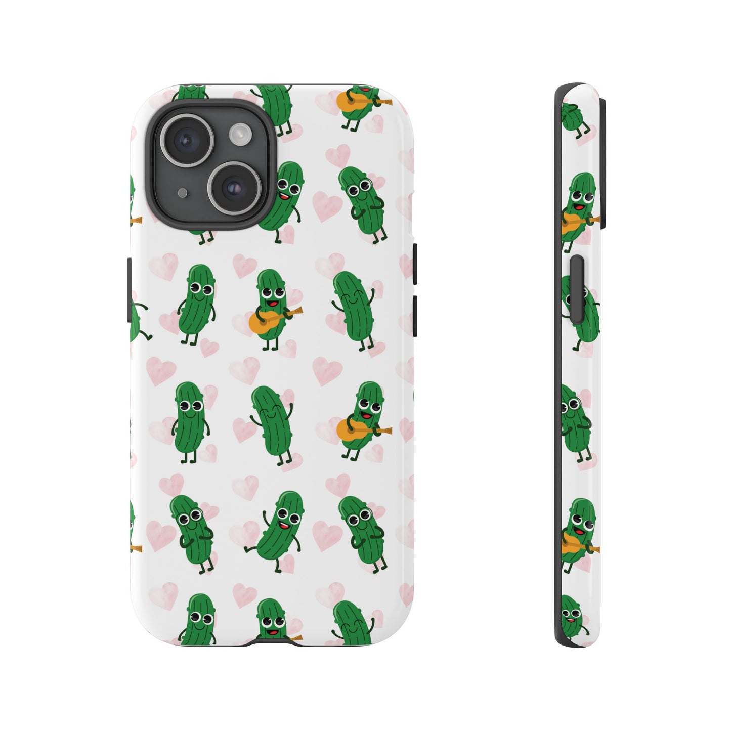 Pickle Pattern Phone Case — Cute Dancing Pickles with Hearts
