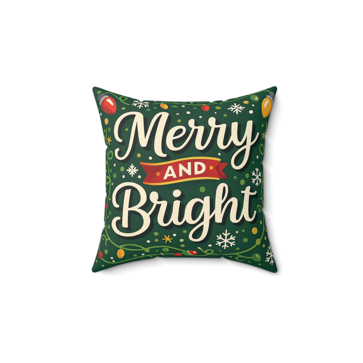 Merry and Bright Christmas Throw Pillow, Festive Holiday Decor