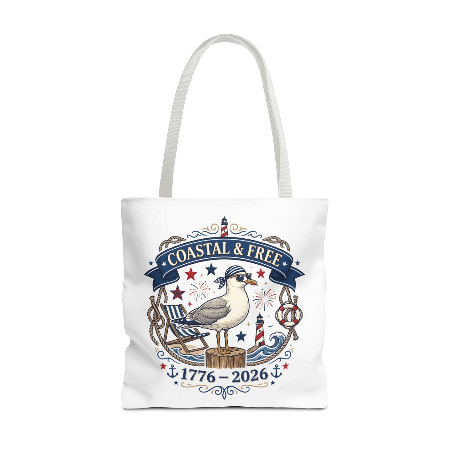Coastal & Free Seagull Tote Bag — Patriotic 4th of July Beach Tote