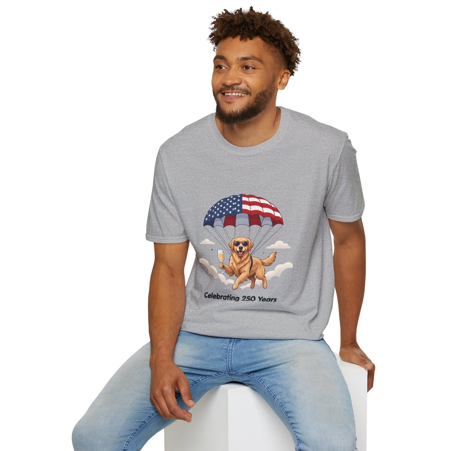 Patriotic Golden Retriever T-Shirt — "Celebrating 250 Years"